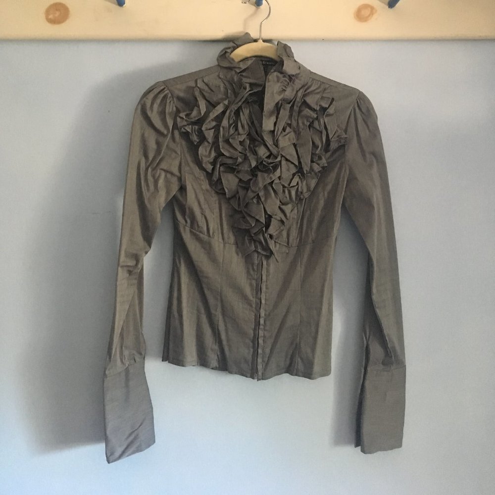 Ruffle zip up blouse